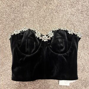 Nadine merabi davina Elegant Black Velvet bustier